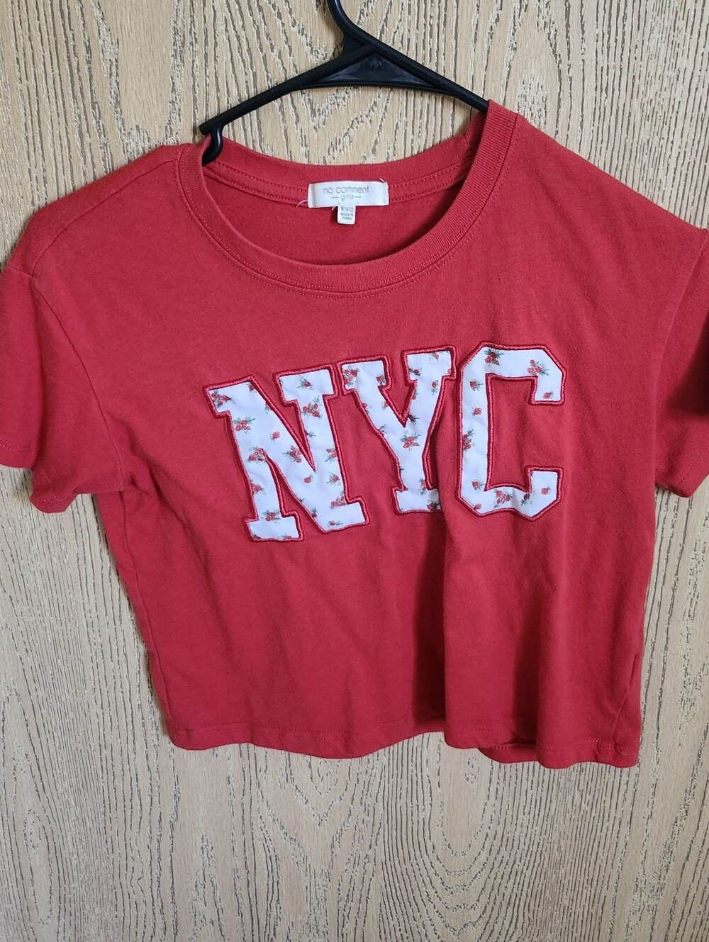 Girls Youth red NYC Graphic Cropped Tee